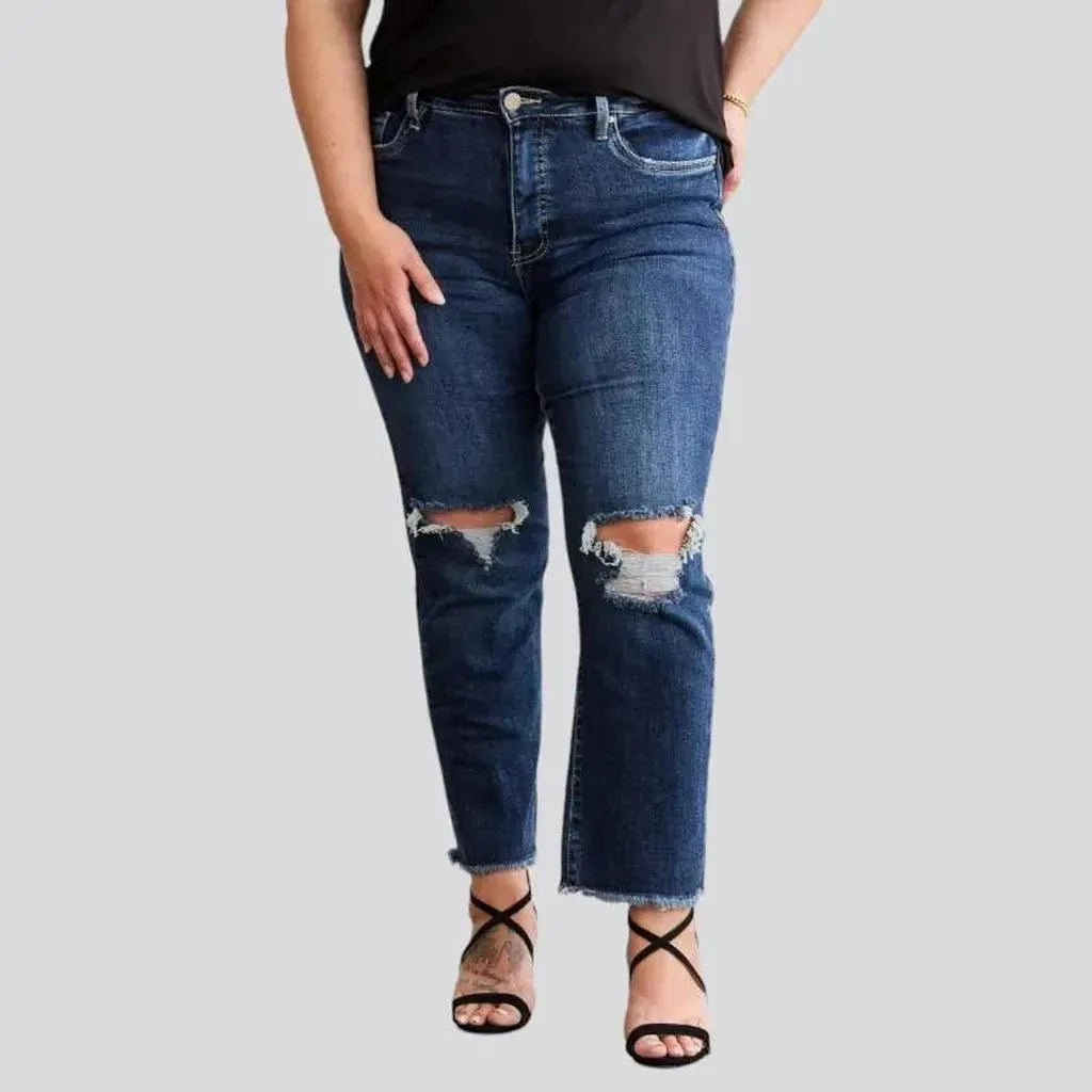 Dark-wash whiskered jeans
 for women