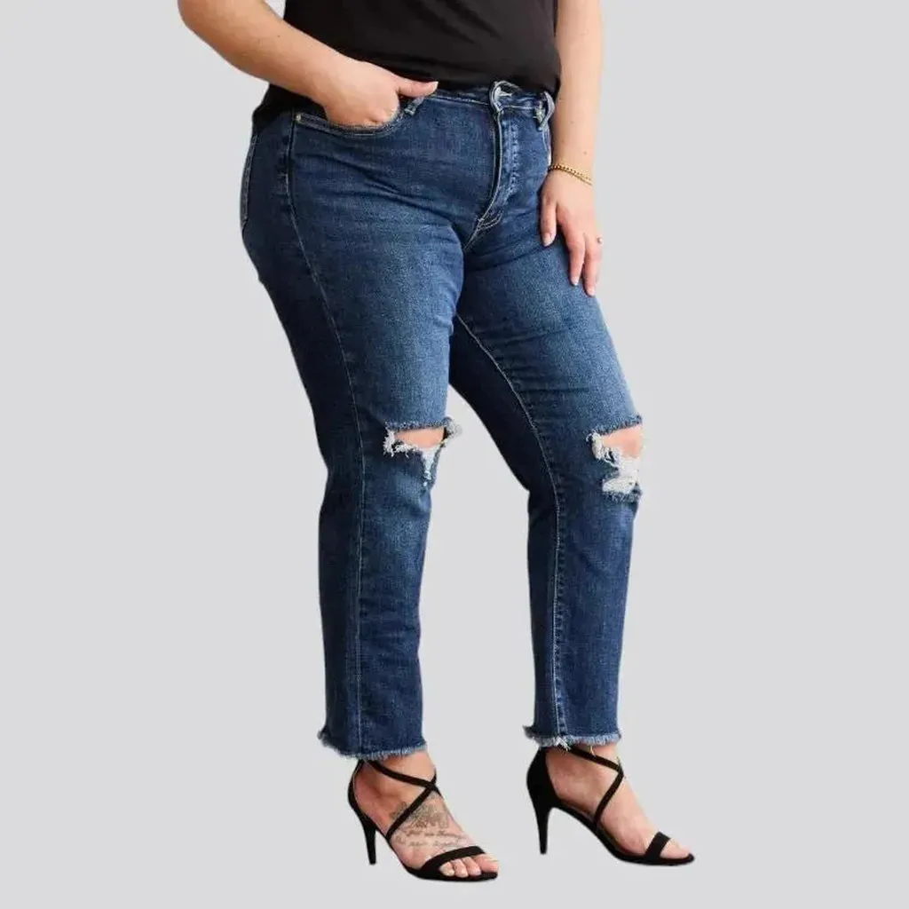 Dark-wash whiskered jeans
 for women