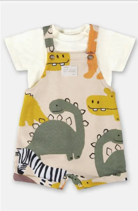 Dino Overalls & Jersey Bodysuit Set