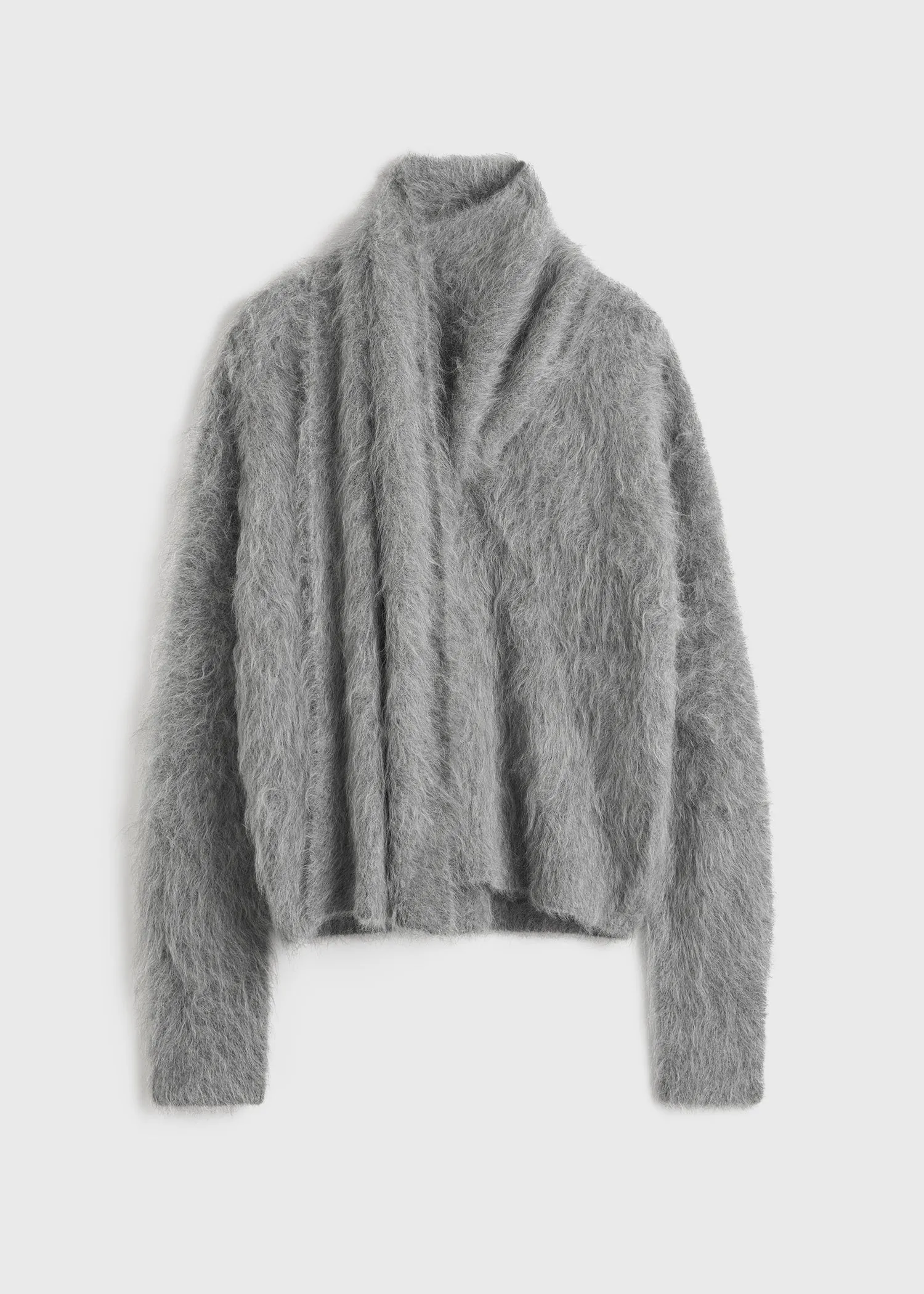 Draped-scarf knit grey melange