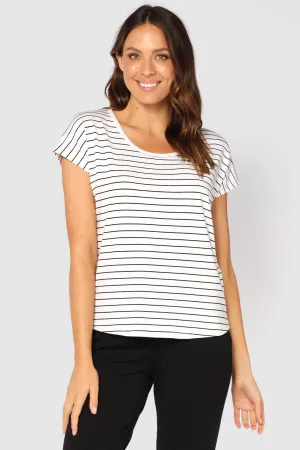 Eadie Top - White & Black Stripe