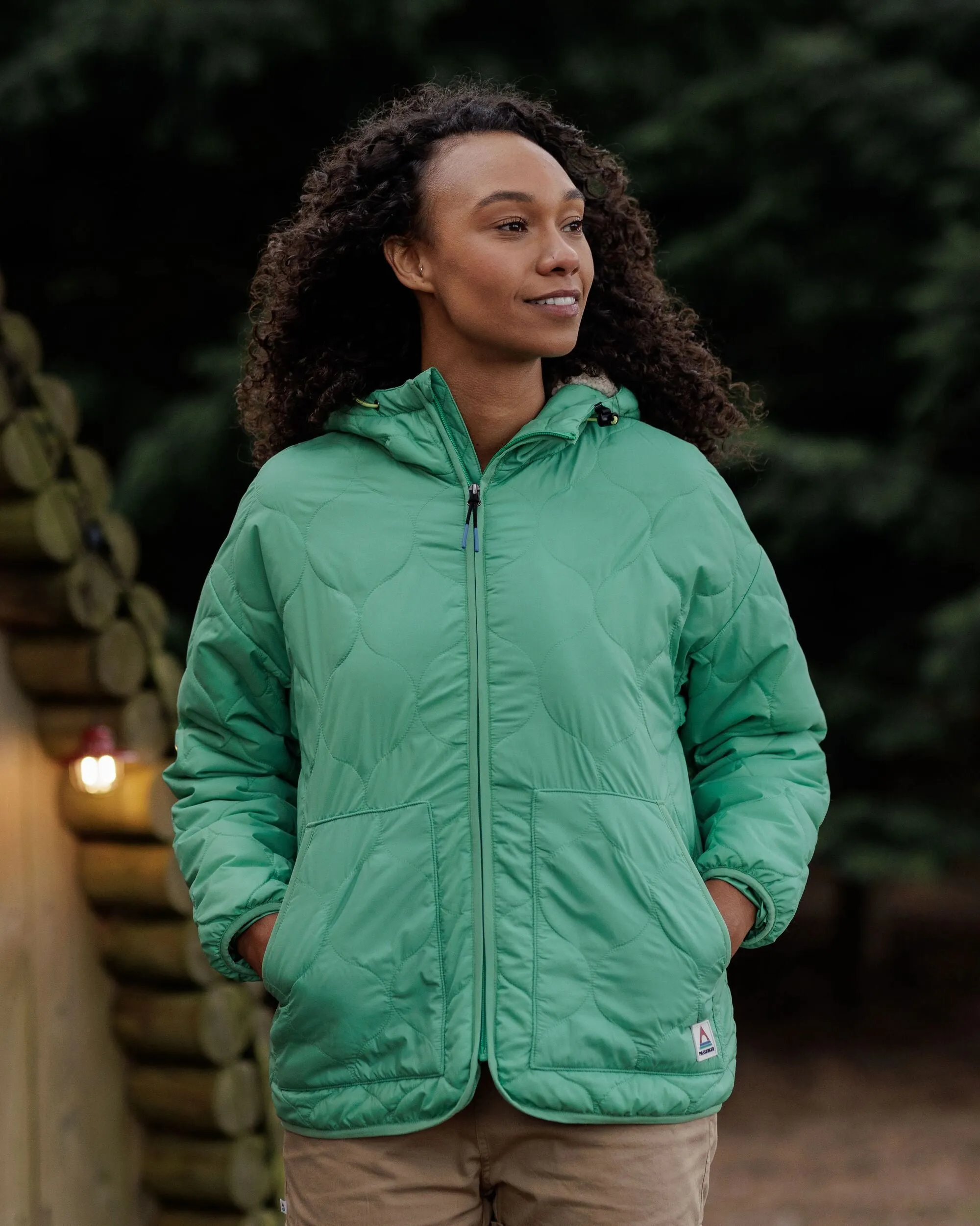 Earthy Recycled Sherpa Lined Insulated Jacket - Green Spruce