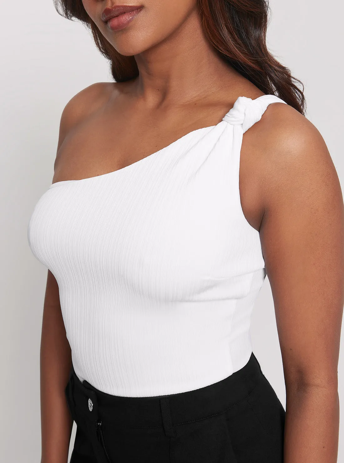 Eco White One Shoulder Bodysuit