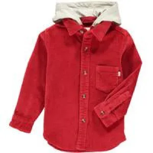 Erin Red Cord Hooded Long Sleeve Button Down Shirt  - Select Size