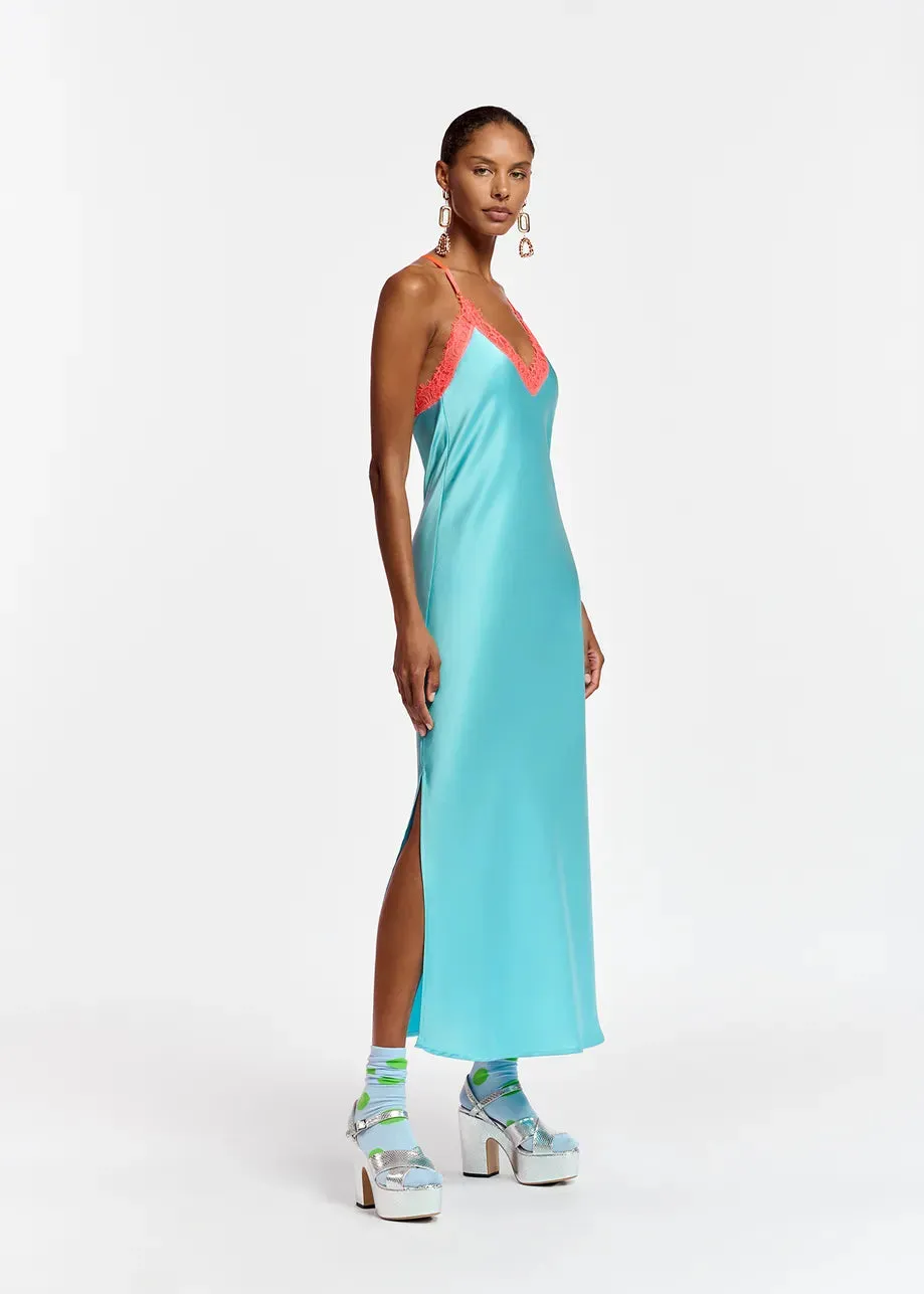 Essentiel Antwerp Feist Slip Dress Blue and Orange