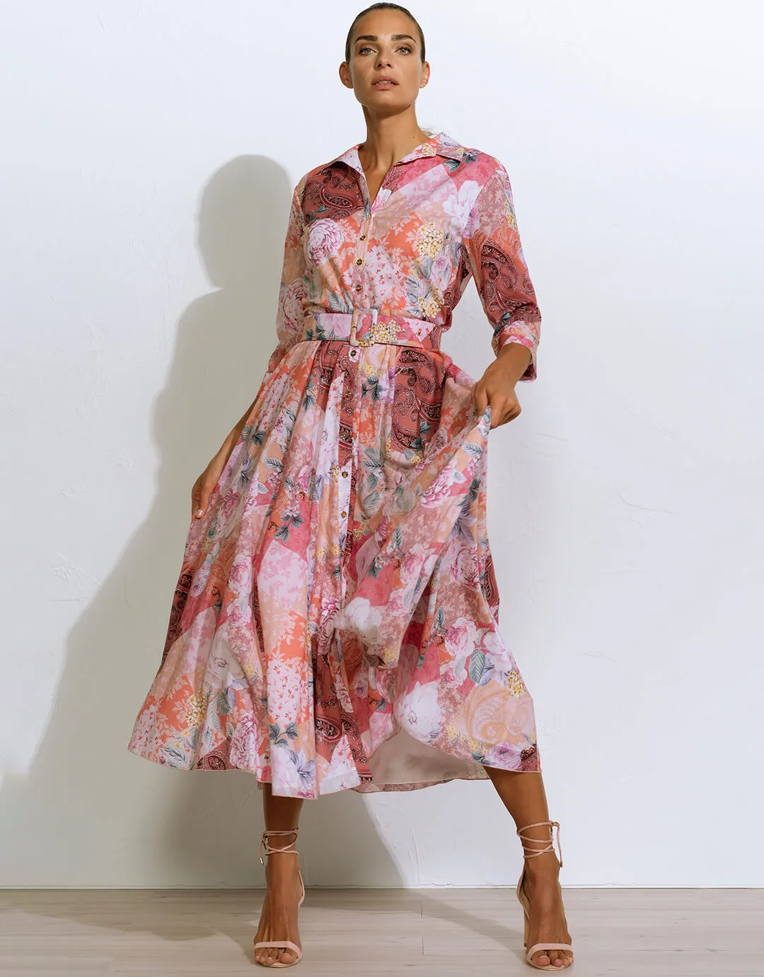 Euphoria Belted Shirt Dress - Rose Infusion