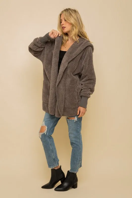 Faux fur So Soft plush hooded jacket with pockets - Assorted Colors