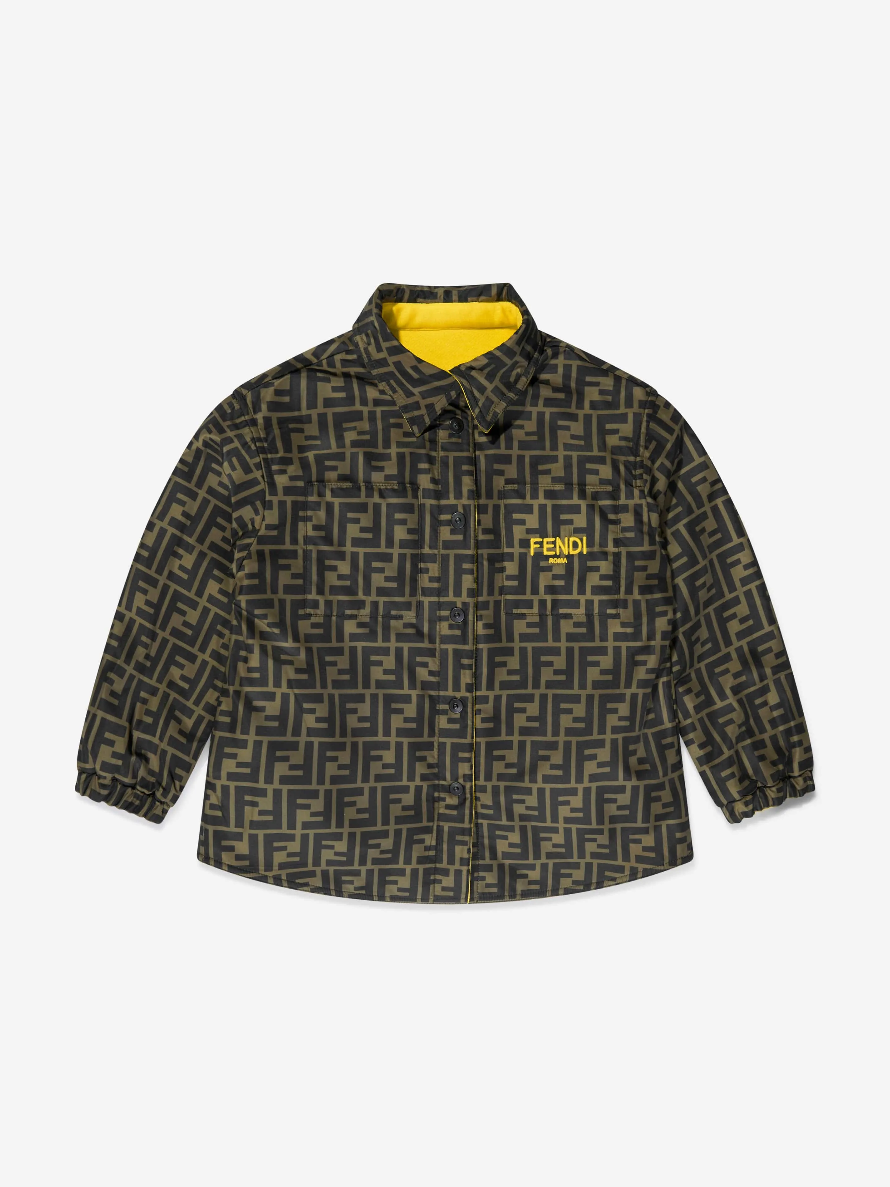 Fendi Kids Reversible FF Logo Shacket in Yellow