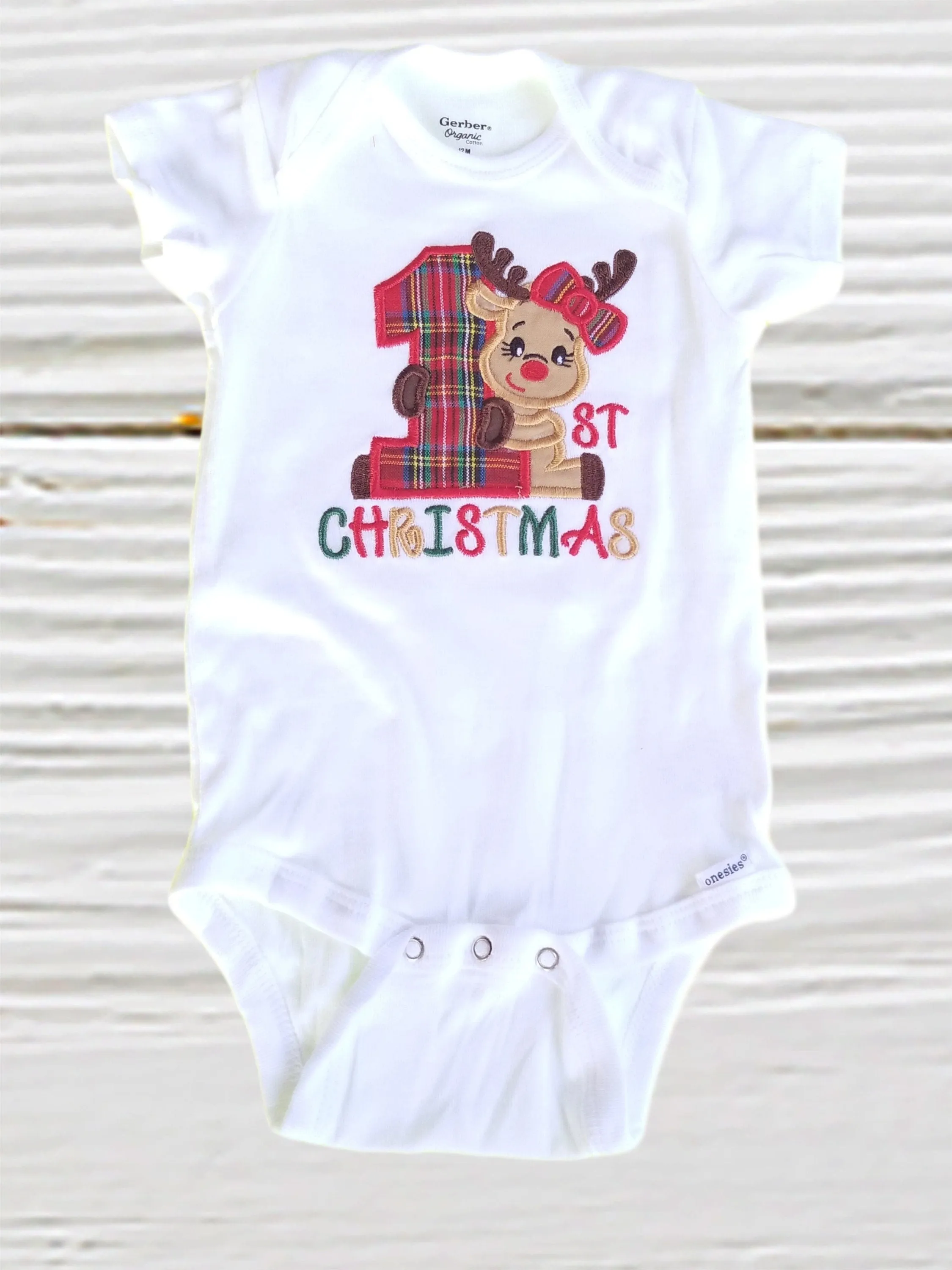 First Christmas Baby Girls Outfit, Christmas Reindeer Skirt &amp; Bodysuit, Plaid Christmas Skirt, First Christmas Outfit, Girls Christmas Dress