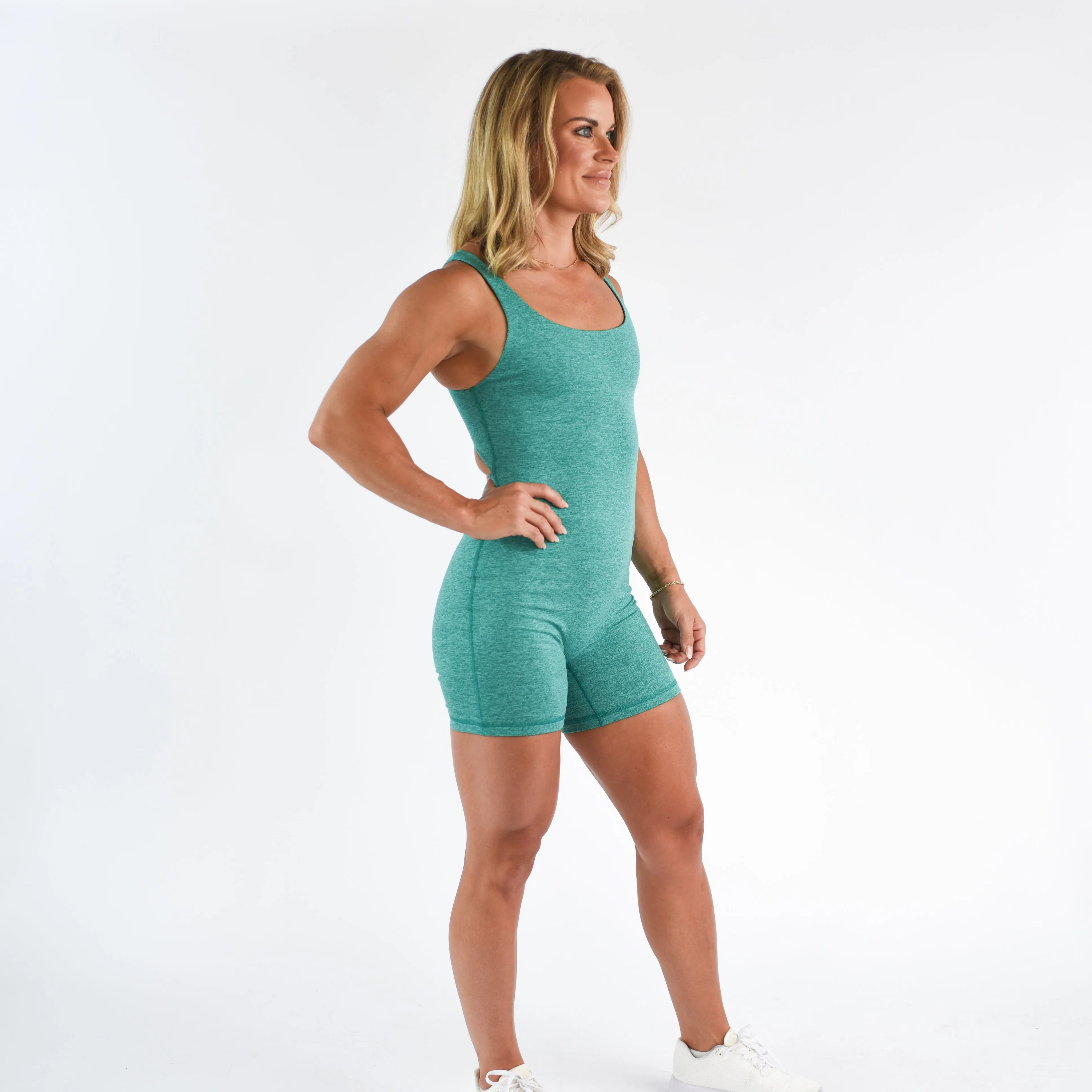 FLEO Open Back Bodysuit (Heather Emerald)