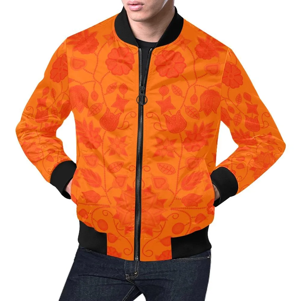 Floral Beadwork Real Orange Carrying Their Prayers Bomber Jacket for Men