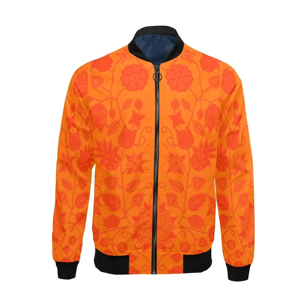 Floral Beadwork Real Orange Carrying Their Prayers Bomber Jacket for Men