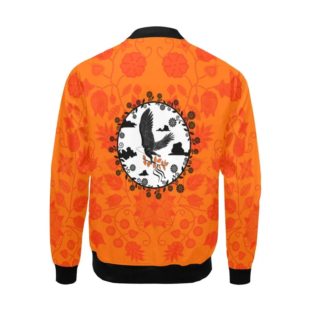 Floral Beadwork Real Orange Carrying Their Prayers Bomber Jacket for Men