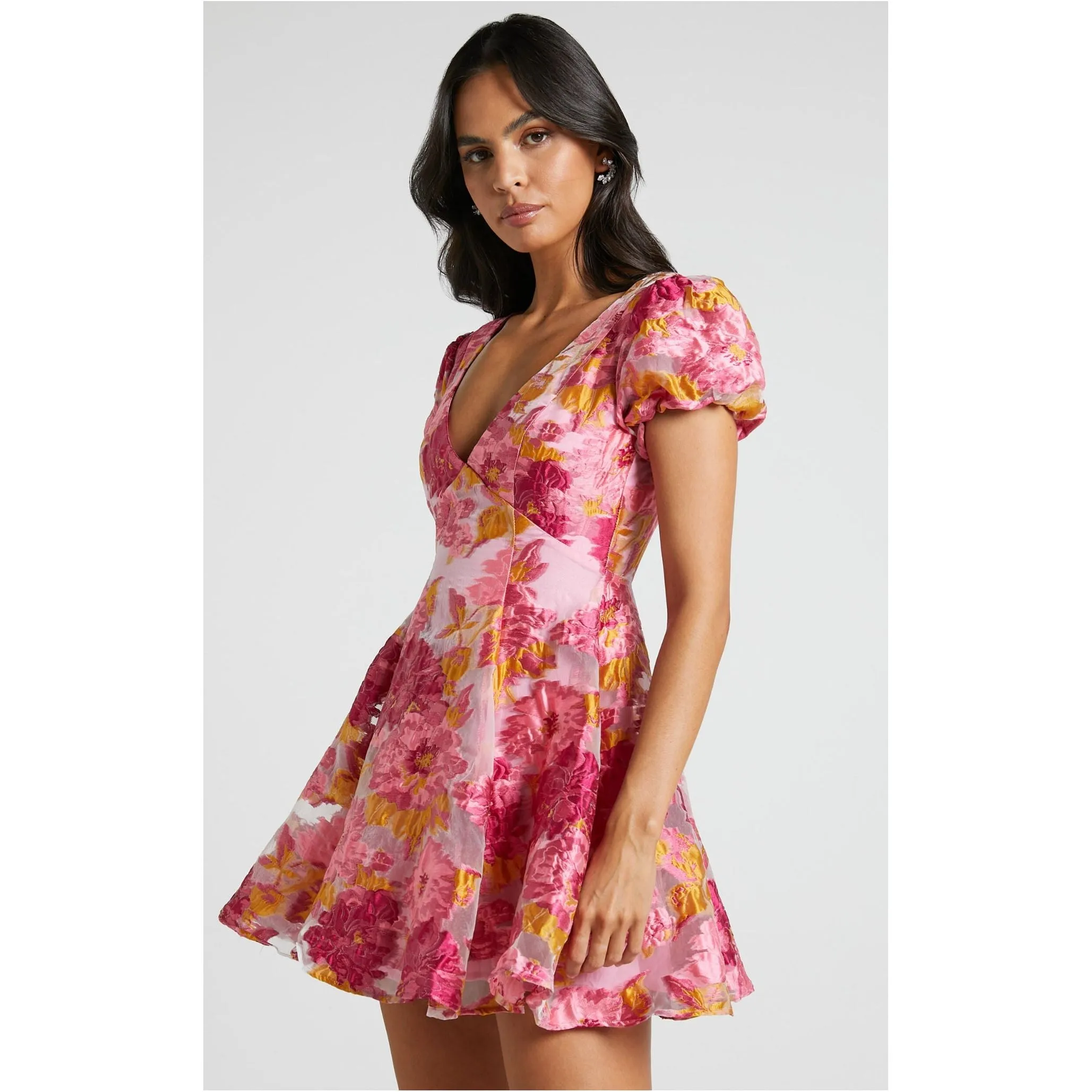 Floral Mini Puff Sleeve Dress