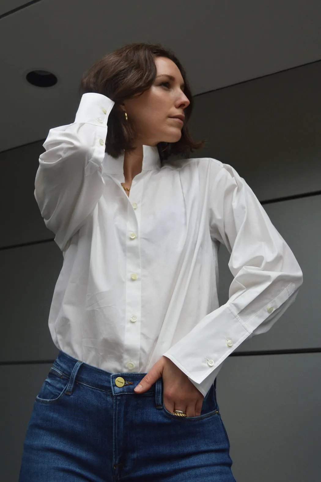 FRAME - Pleated Clean Collar Blouse