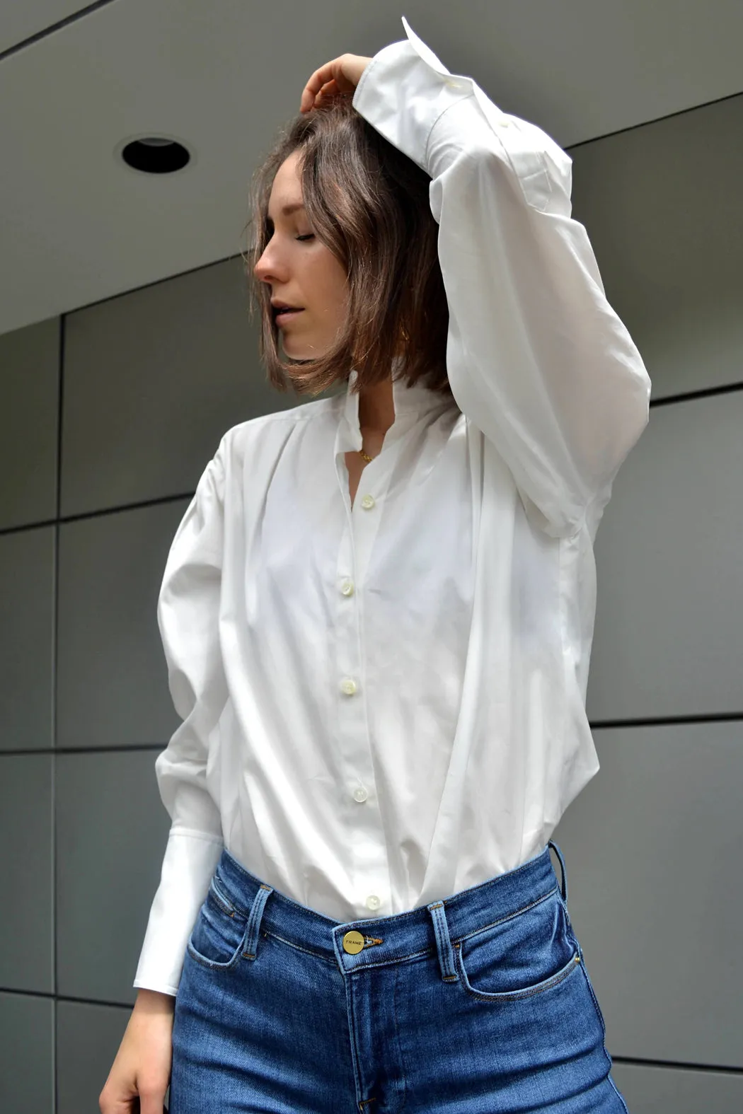 FRAME - Pleated Clean Collar Blouse