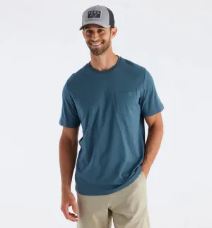 Free Fly Men's Bamboo Heritage Pocket Tee in Slate Blue