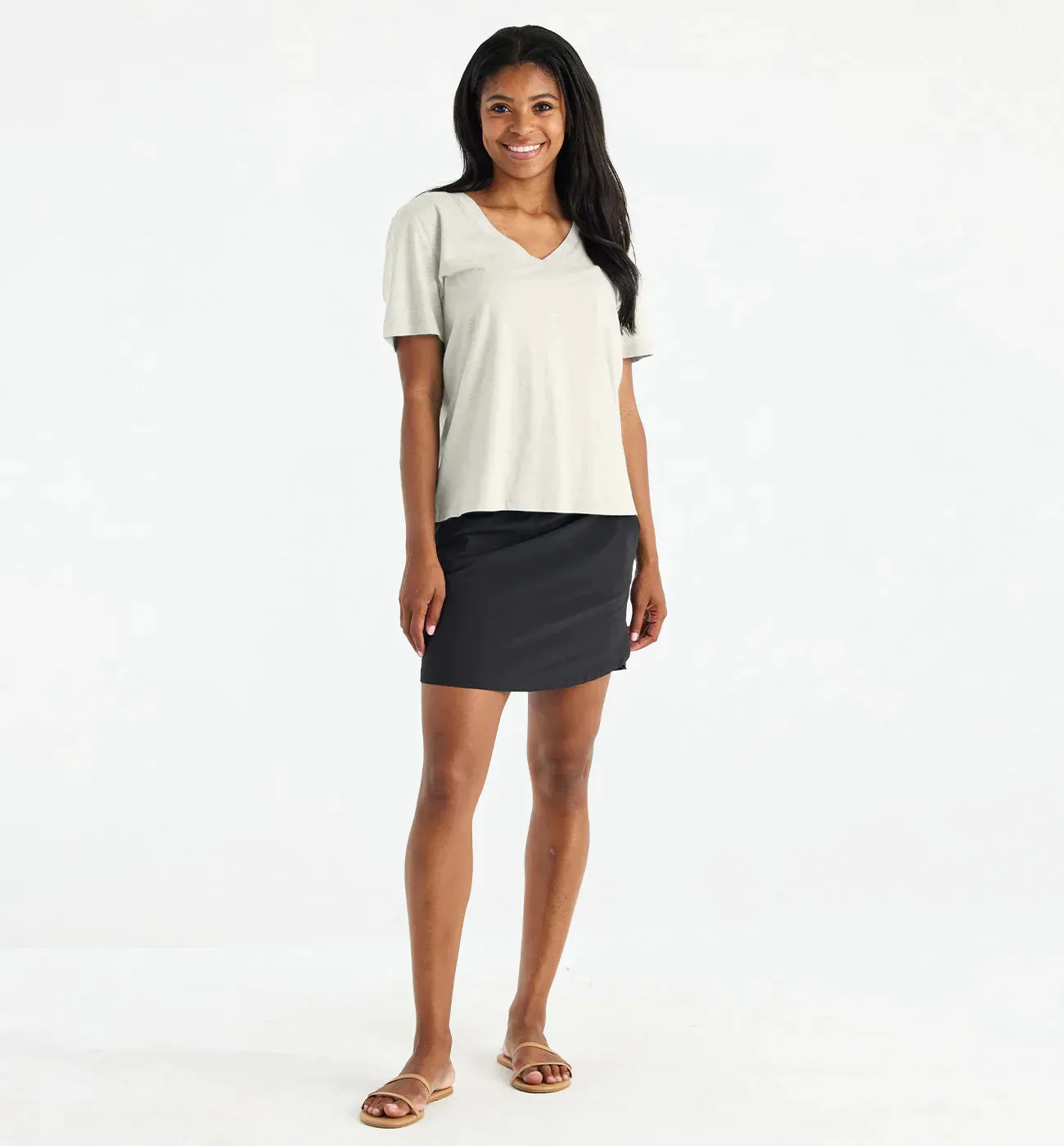 Free Fly Women's Bamboo Heritage V Neck Tee in White Cap