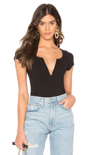 Free People Deep Conversation Bodysuit Black