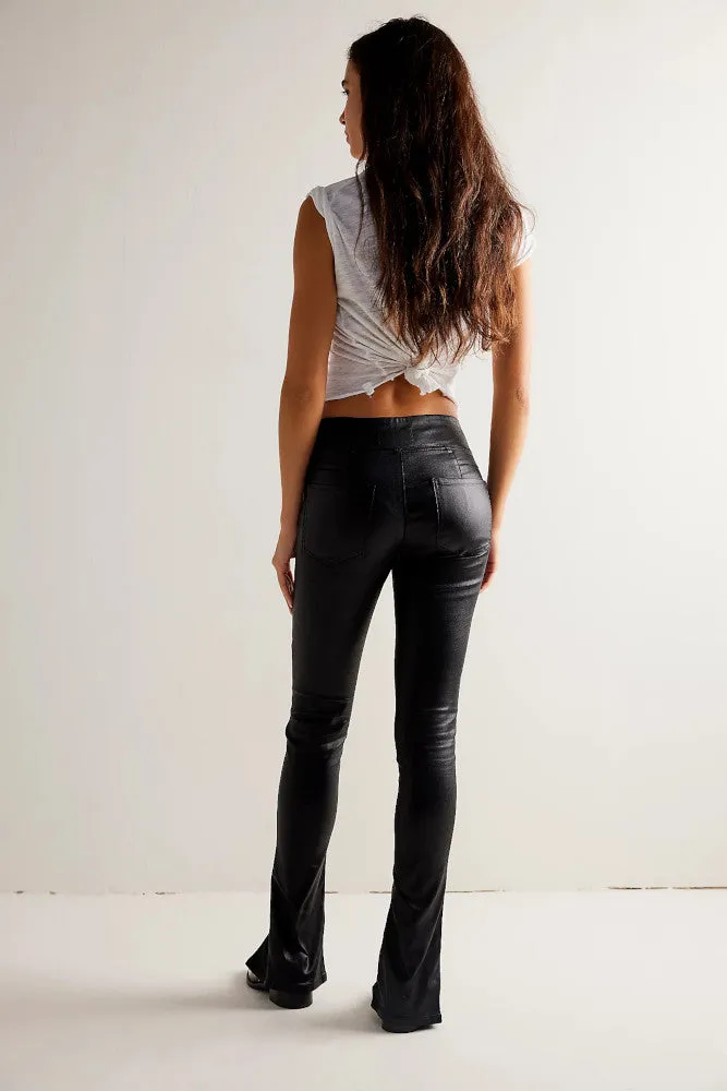 Free People Double Dutch Coated Pull-On Jeans in Ethereal Black