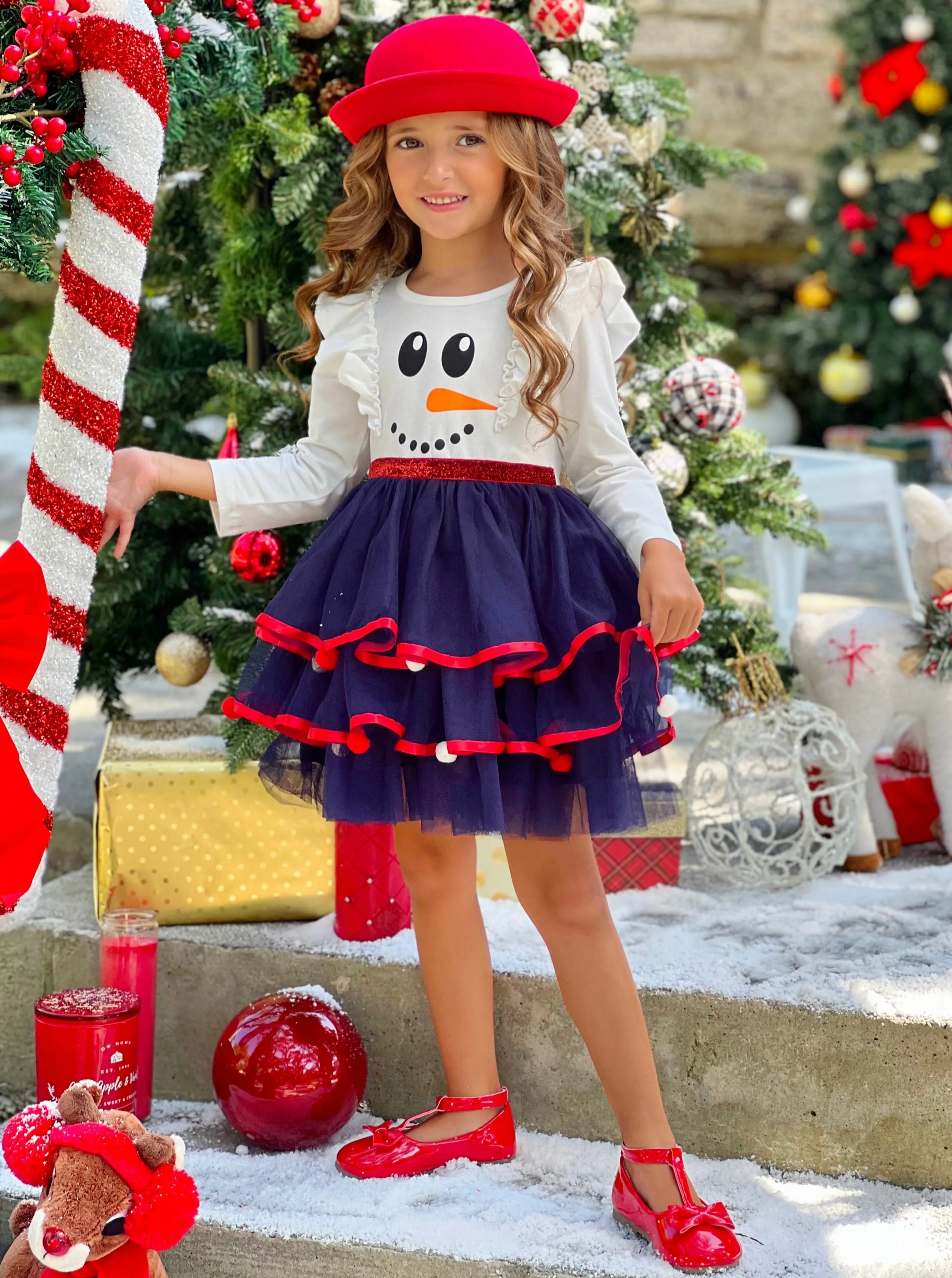 Frosty Fashion Snowman Ruffle Tutu Dress