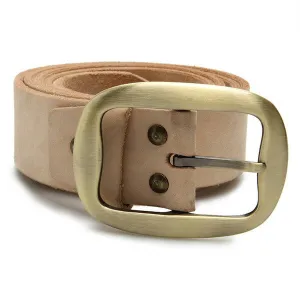 Full Grain Genuine Leather Belt Cowhide (Brass Oval Buckle)