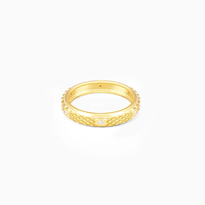 Golden Elegant Pattern Ring Band For Her