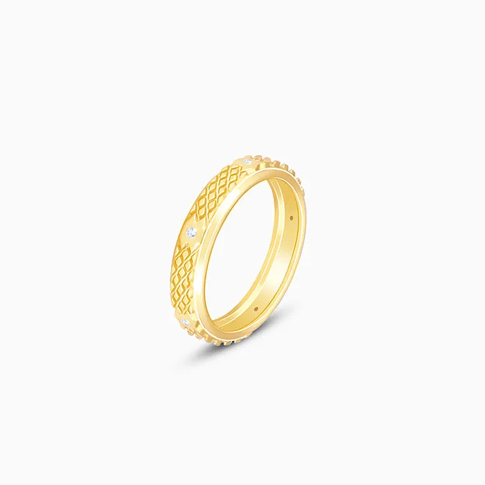 Golden Elegant Pattern Ring Band For Her