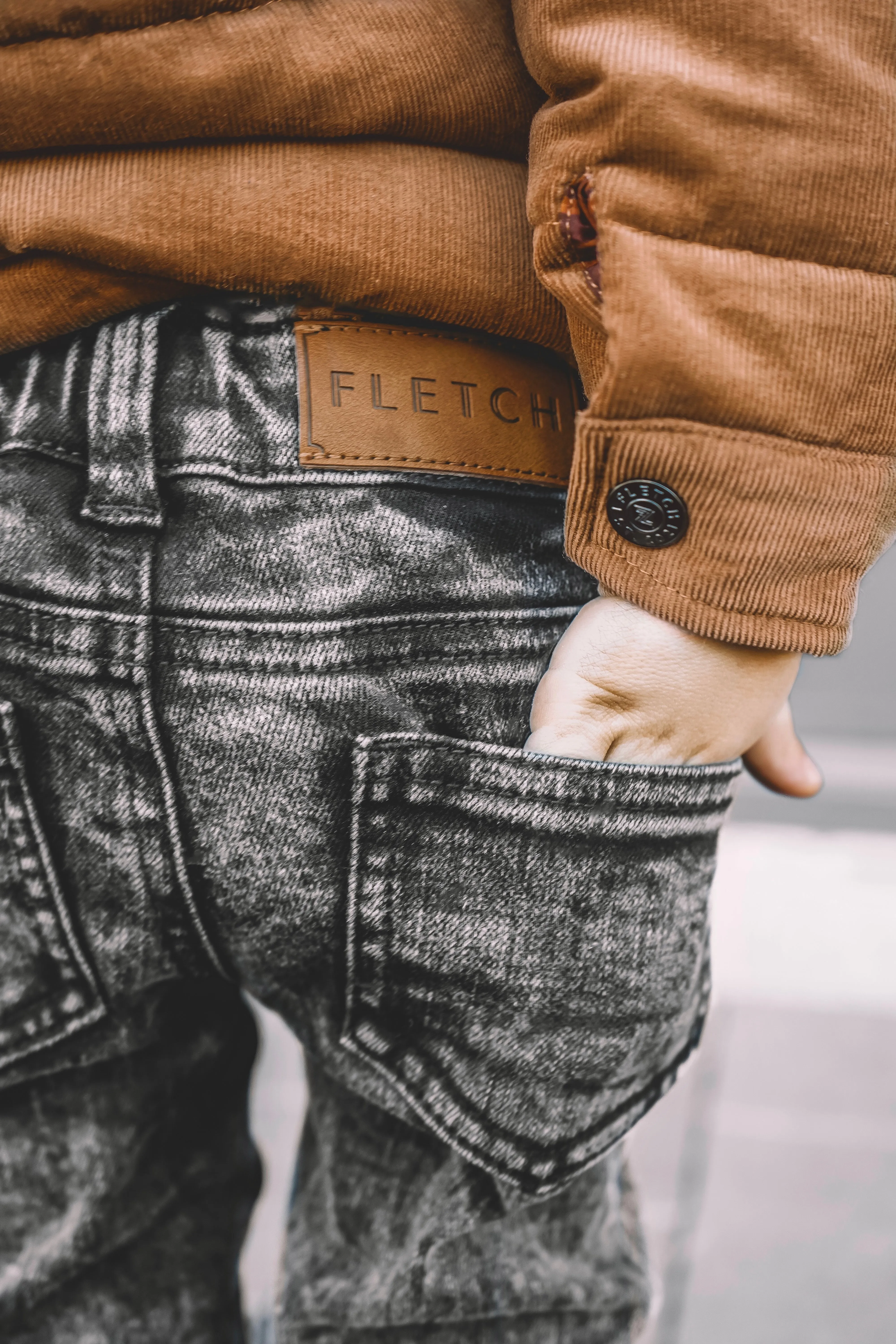 Gray Acid Wash Distressed Denim