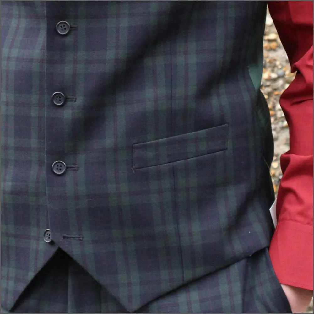 Green Tartan Check Waistcoat