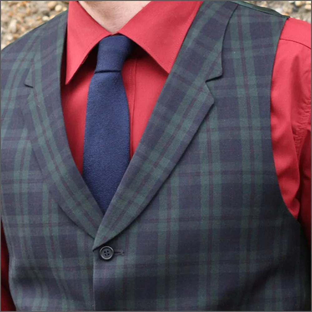 Green Tartan Check Waistcoat