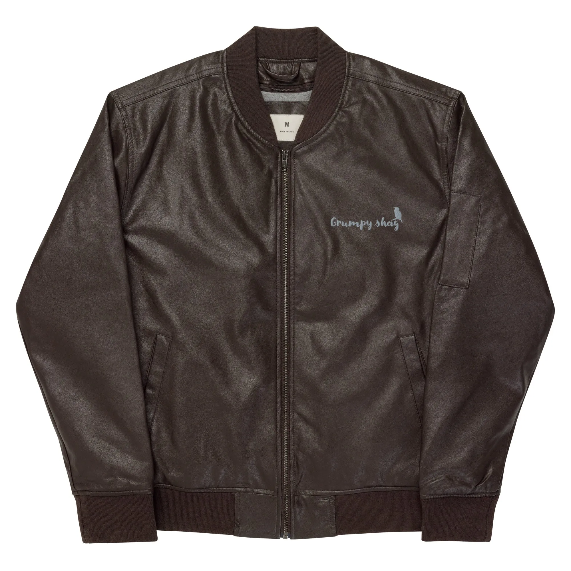 Grumpy shag Leather Bomber Jacket