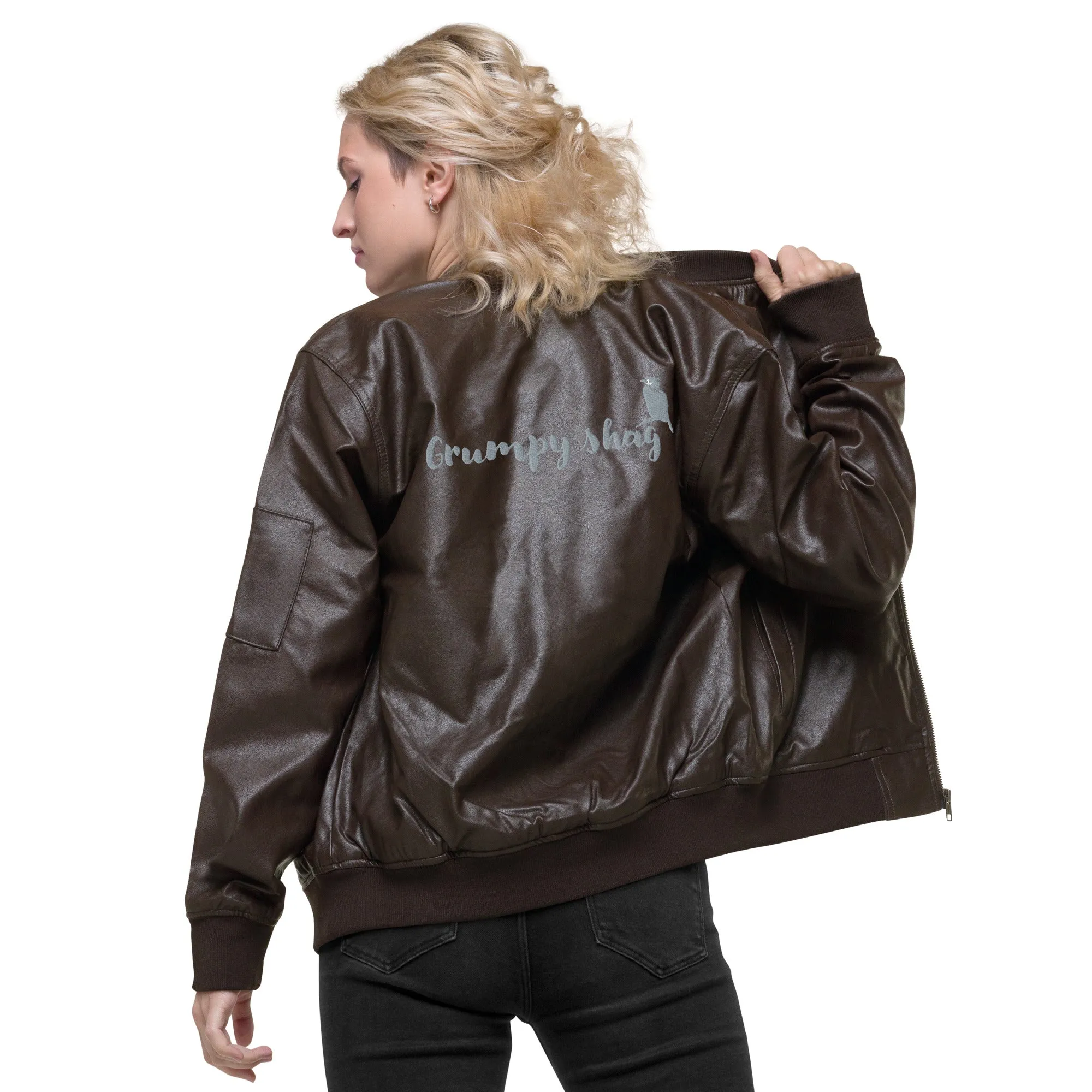 Grumpy shag Leather Bomber Jacket