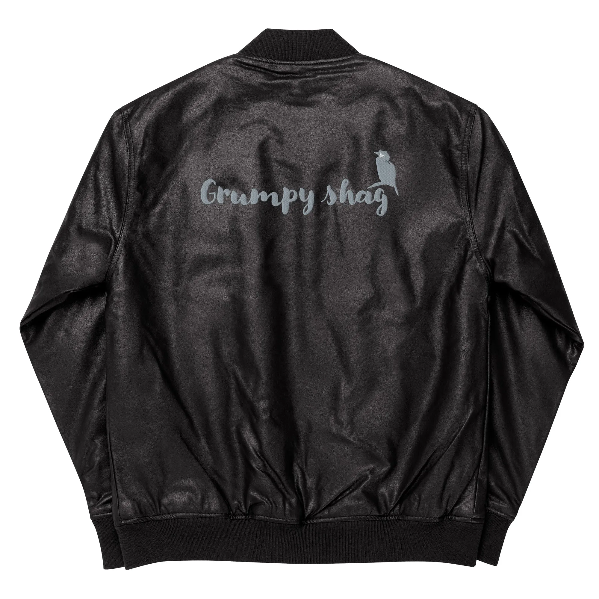 Grumpy shag Leather Bomber Jacket