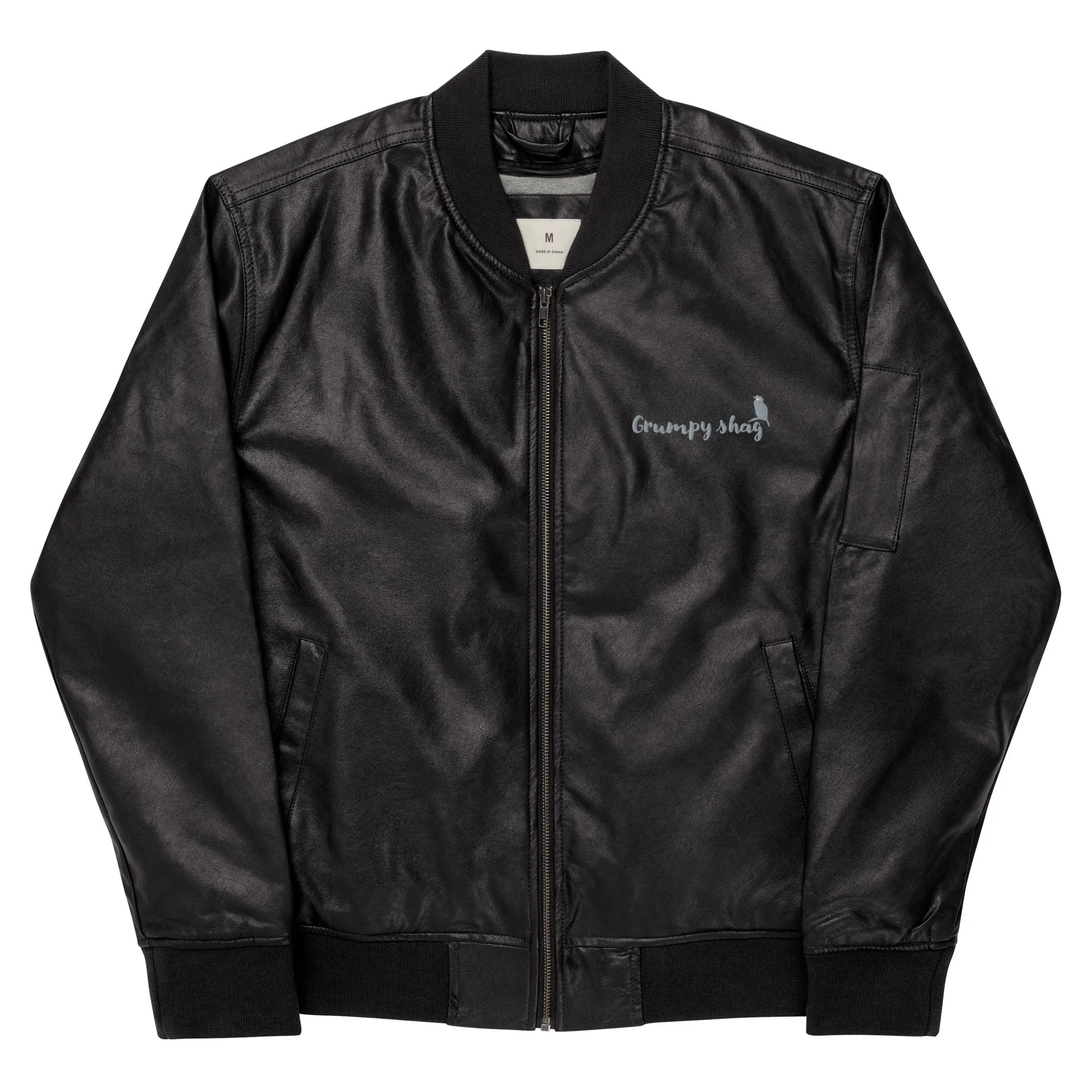 Grumpy shag Leather Bomber Jacket