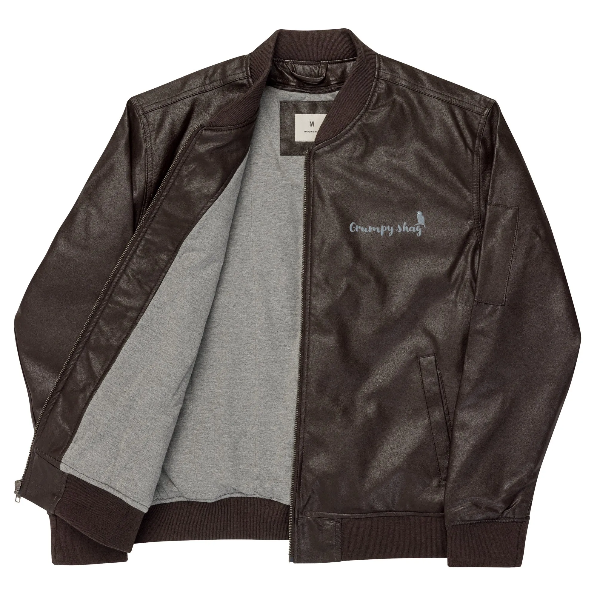 Grumpy shag Leather Bomber Jacket