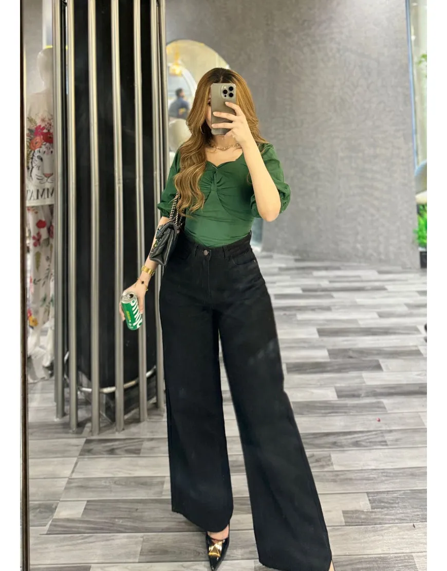 High Rise Wide Leg Jeans Black