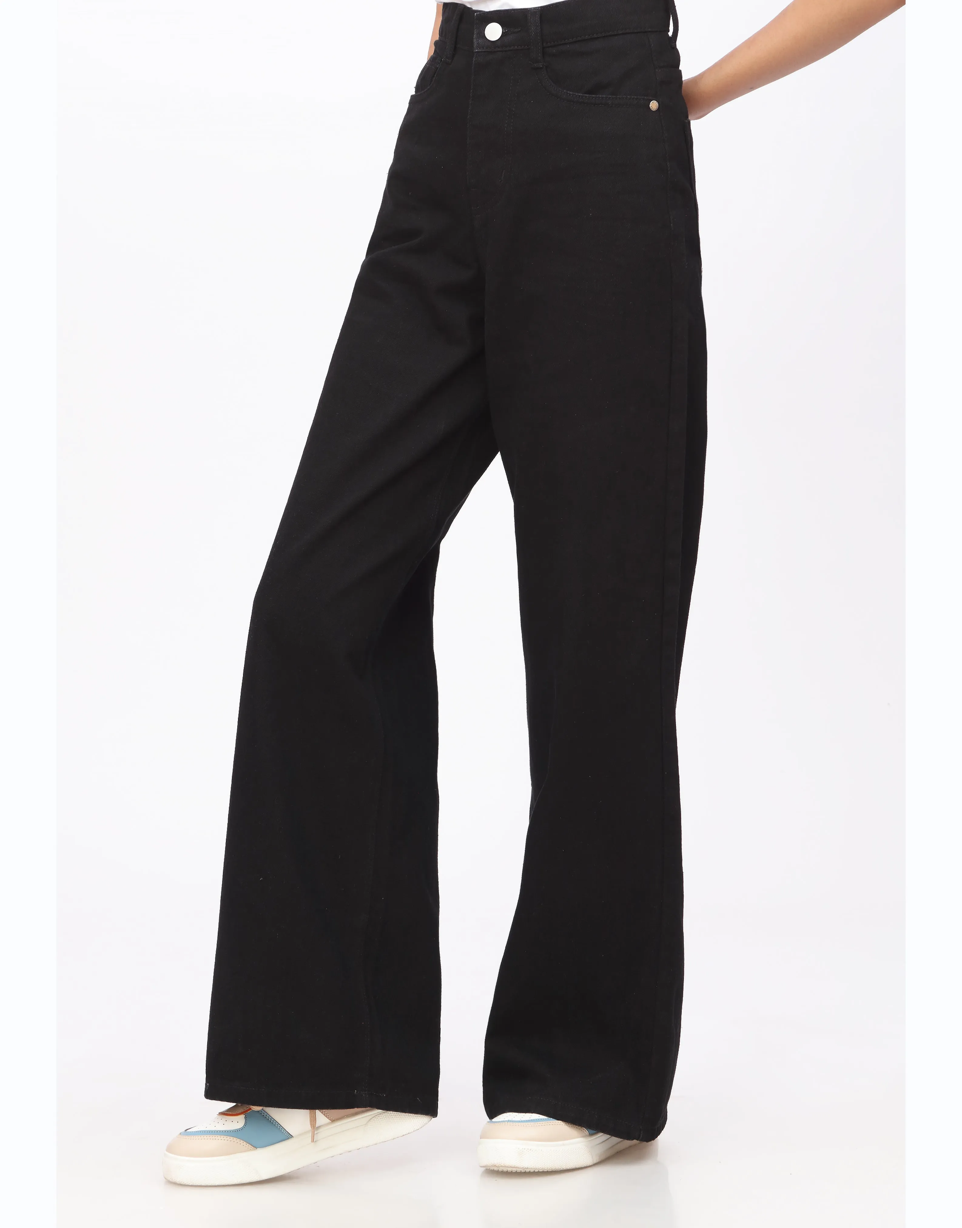 High Rise Wide Leg Jeans Black