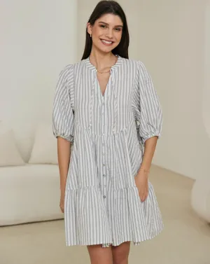 Jayla Dress - Grey Stripes