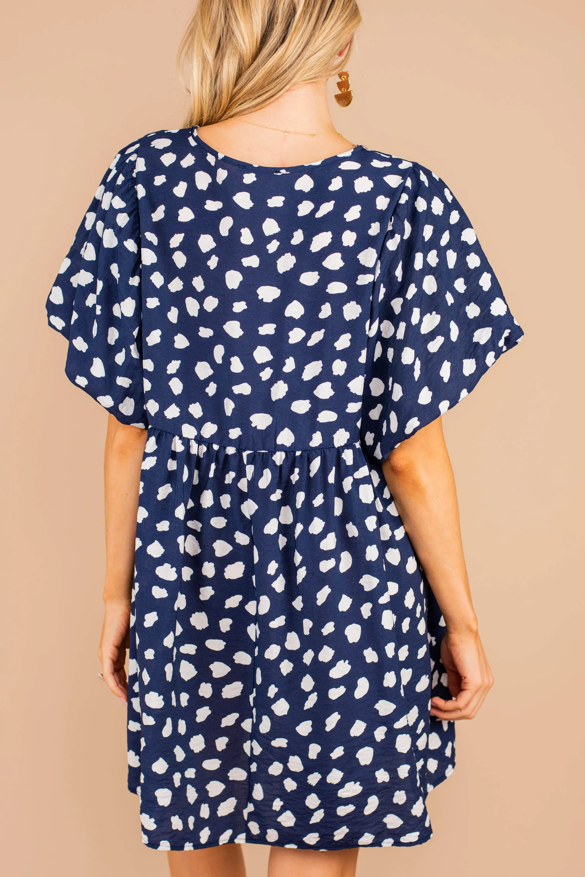 Just So Sweet Navy Blue Spotted Leopard Dress