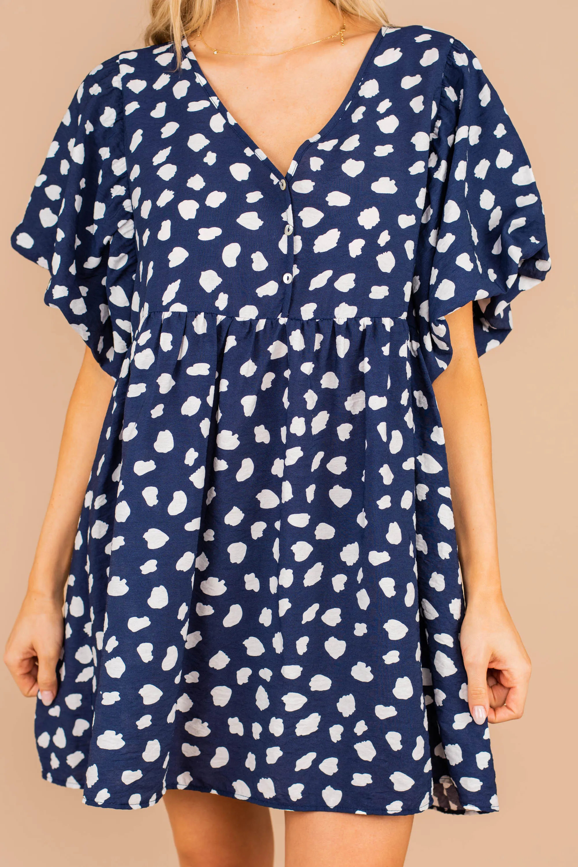 Just So Sweet Navy Blue Spotted Leopard Dress