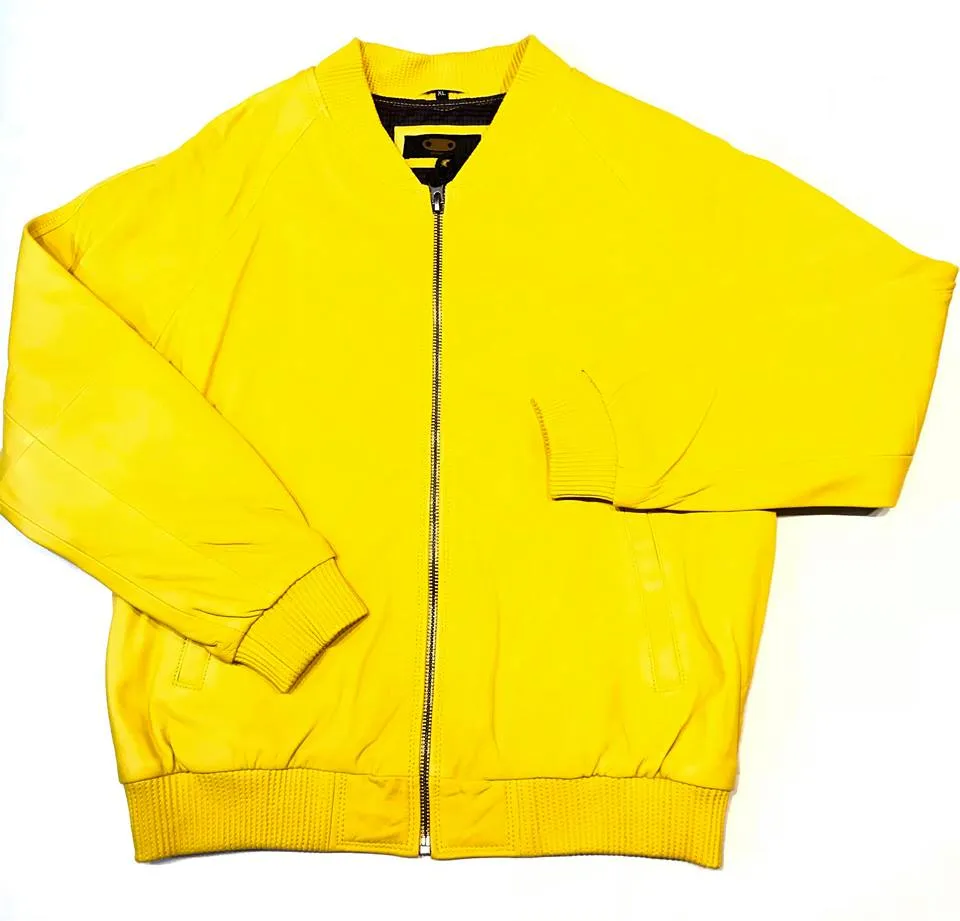 Kashani Lemon Naked Lambskin Bomber Jacket