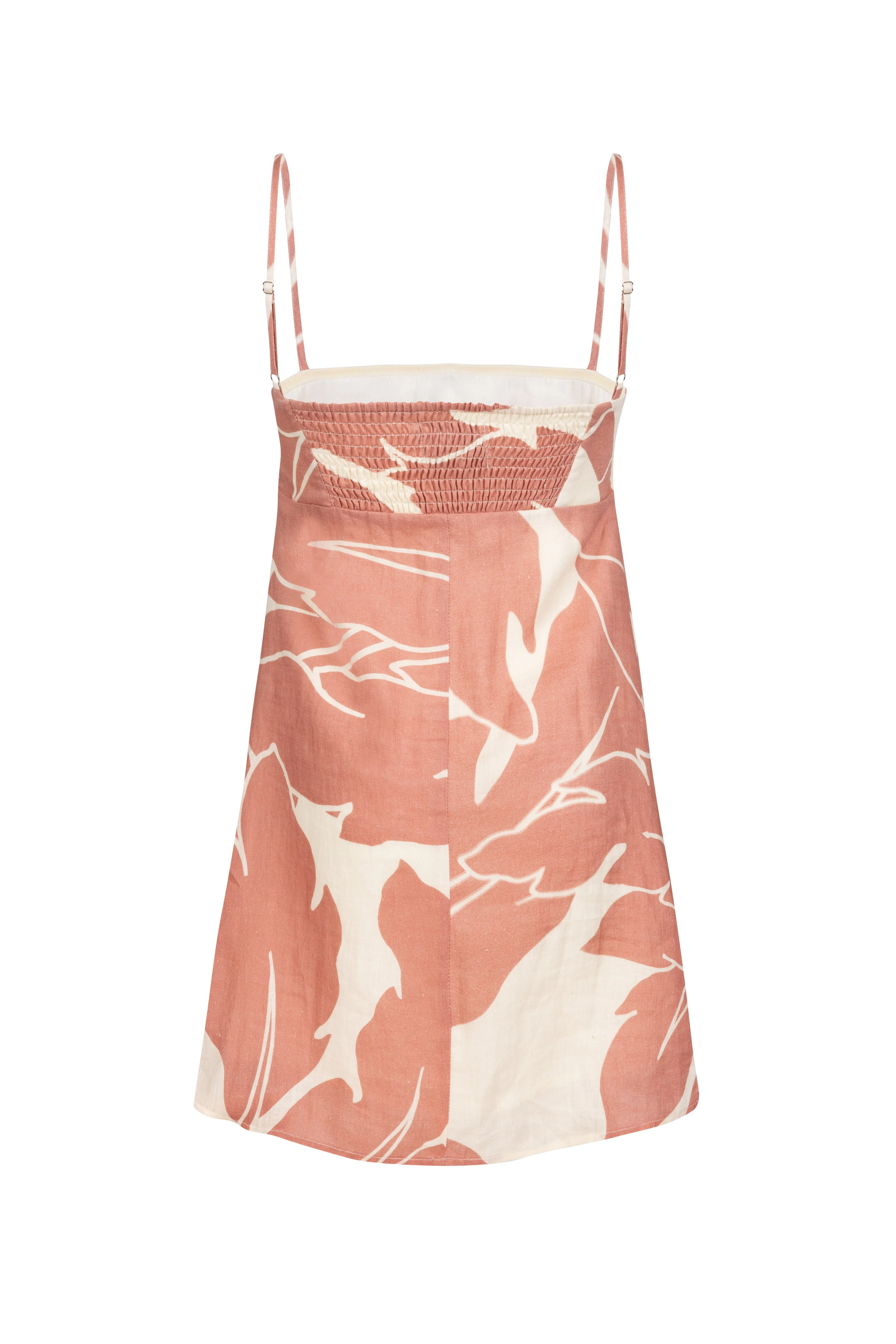 'KU' Linen Mini Dress - Blush Print