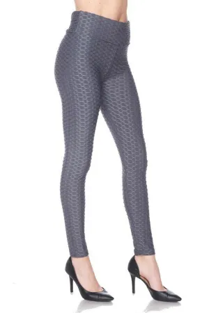 Kylie Scrunch Butt Anti Cellulite Honeycomb Texture Leggings Charcoal