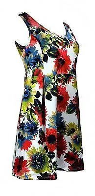 Ladies V-Neck Sleeveless Dress With Flower Print.