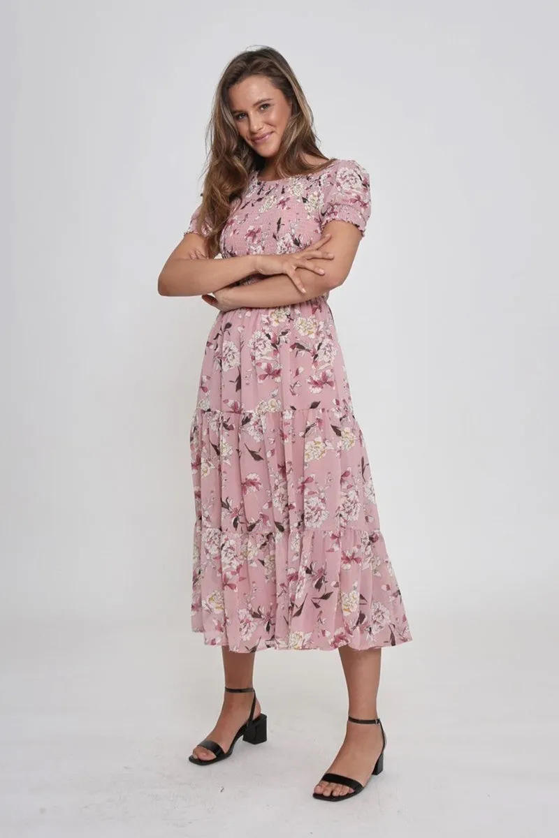 Leoni - Phoenix Dress Short Sleeve - Pink Floral