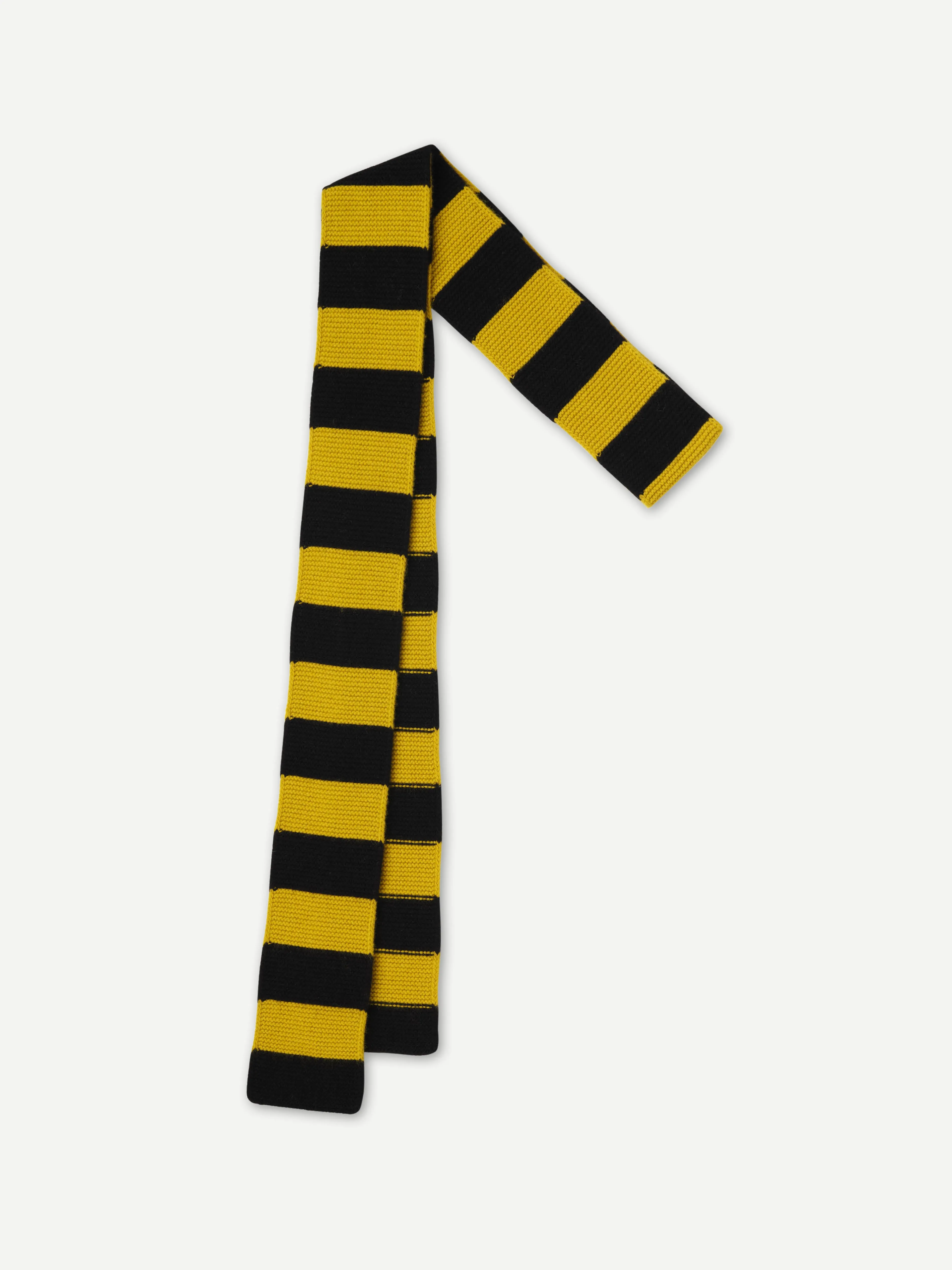 LONG BOLD STRIPE GARTER STITCH SCARF BLACK & TURMERIC