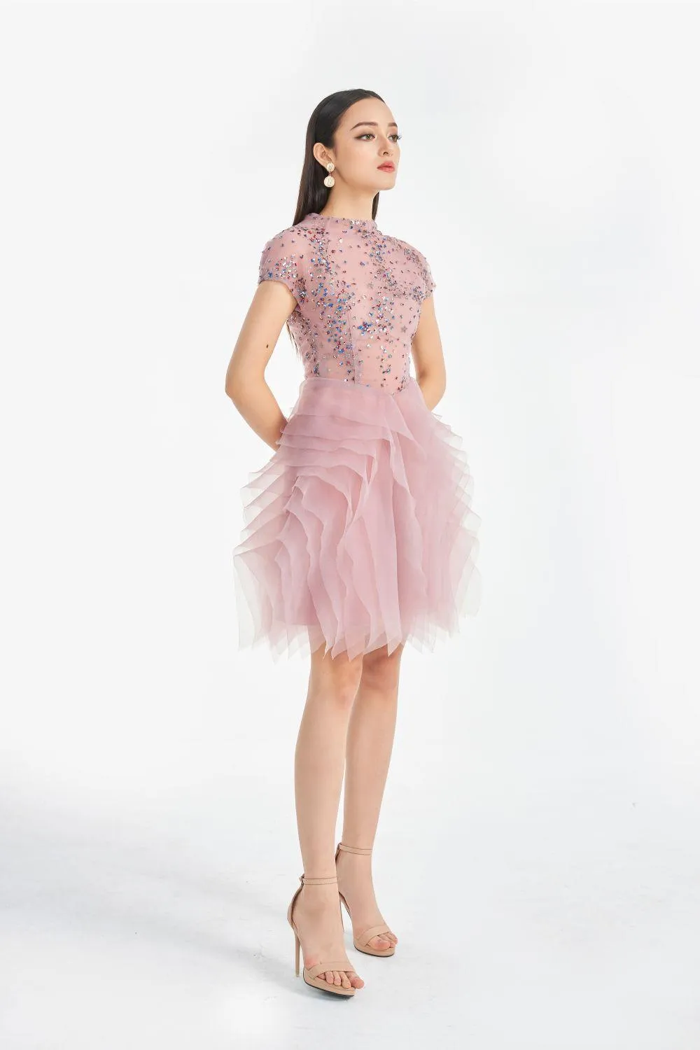 Margaret Layered Sequin Organza Mini Dress