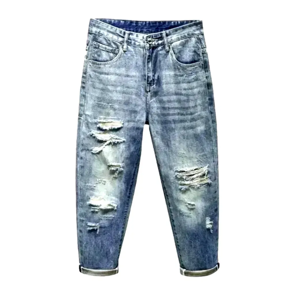 Medium-wash men's grunge jeans