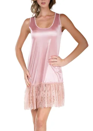 Melody Satin Tank Full Slip with Lace Bottom (mini length)